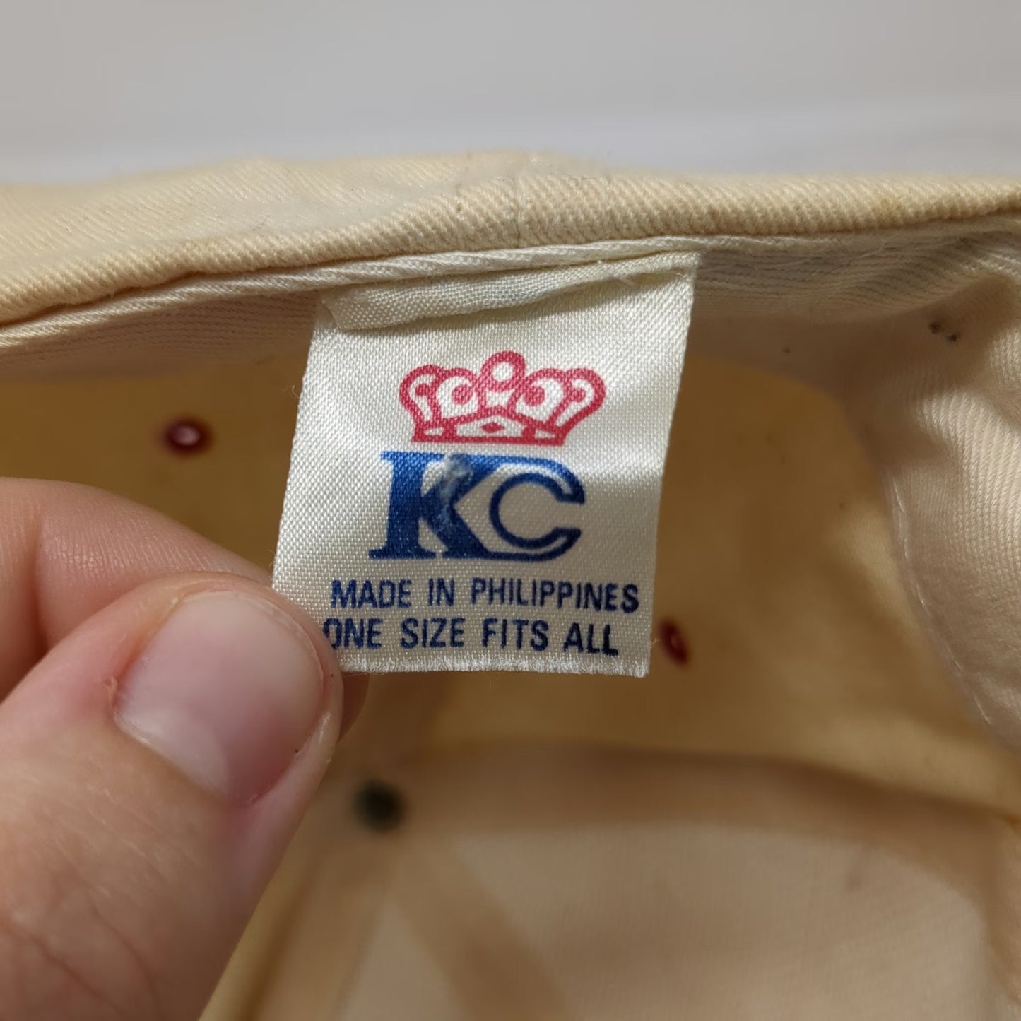King Cap Snapback Hat Beige Red One Size Green Underbrim I Dunno Shrug Graphic