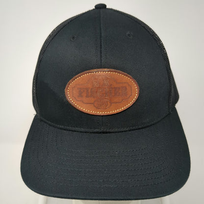 Richardson Trucker Hat Black One Size Leather Patch B.A. Fischer Snapback