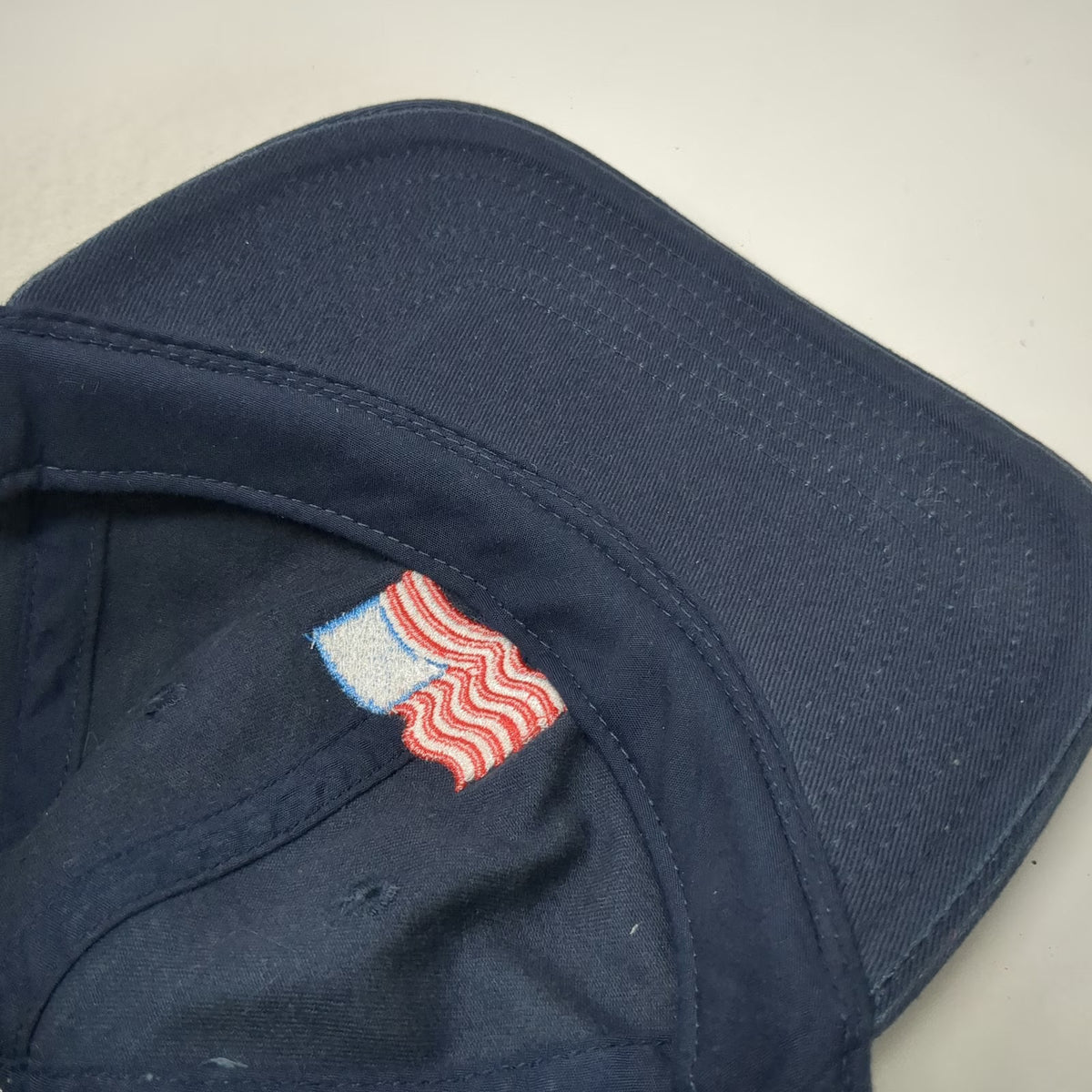 Baseball Cap Blue One Size Embroidered American Flag Slideback Curved Brim Hat