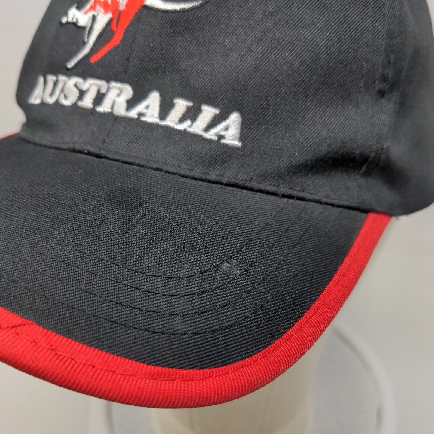 Australia Kangaroo Strapback Hat Black One Size Embroidered 6 Panel