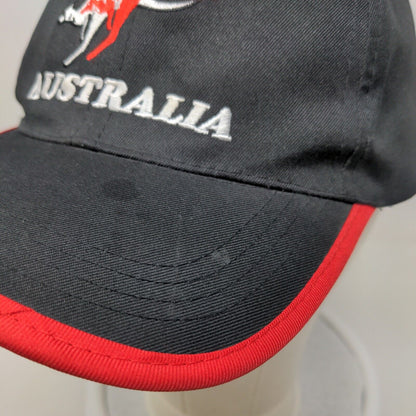 Australia Kangaroo Strapback Hat Black One Size Embroidered 6 Panel