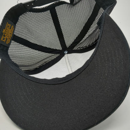 Yupoong Trucker Hat Black One Size Mesh Back Snapback Structured RM F2 EST 1973