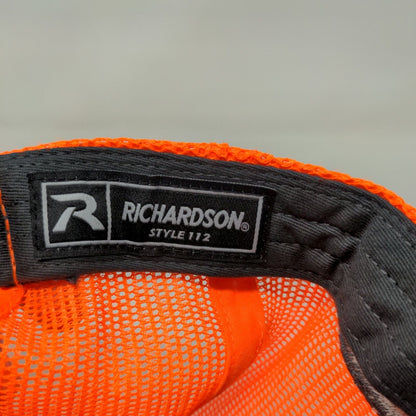 Richardson Men's Snapback Hat Gray Orange Adjustable Style 112 PFC Brakes Logo