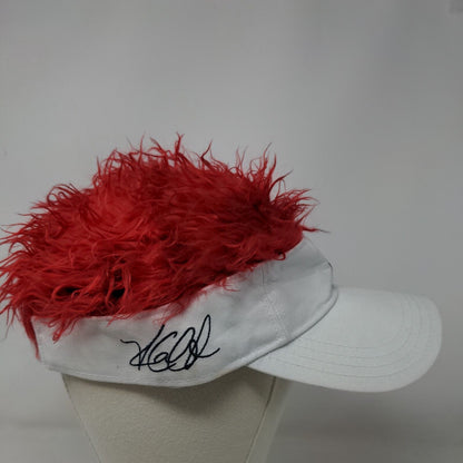 Flair Hair Sun Visor Hat Cap White Red Los Angeles Angels Embroidered Logo MLB