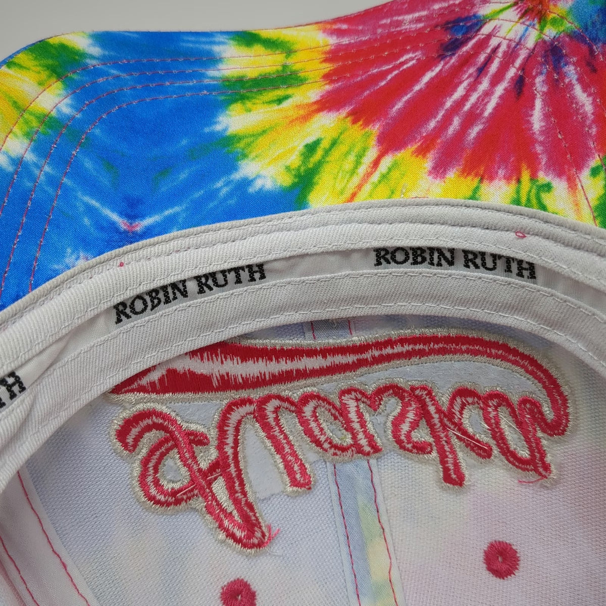 Robin Ruth Alaska Tie Dye Baseball Cap Pink Blue OSFM Strapback Embroidered Hat