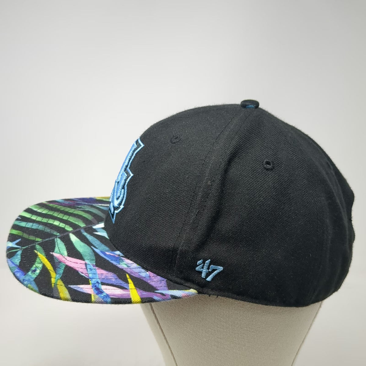 '47 New York Yankees MLB Snapback Hat Black Floral Visor One Size OSFA Flat Brim