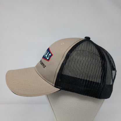 Conmas Construction Supply Strapback Trucker Hat Tan OSFA Mesh Back