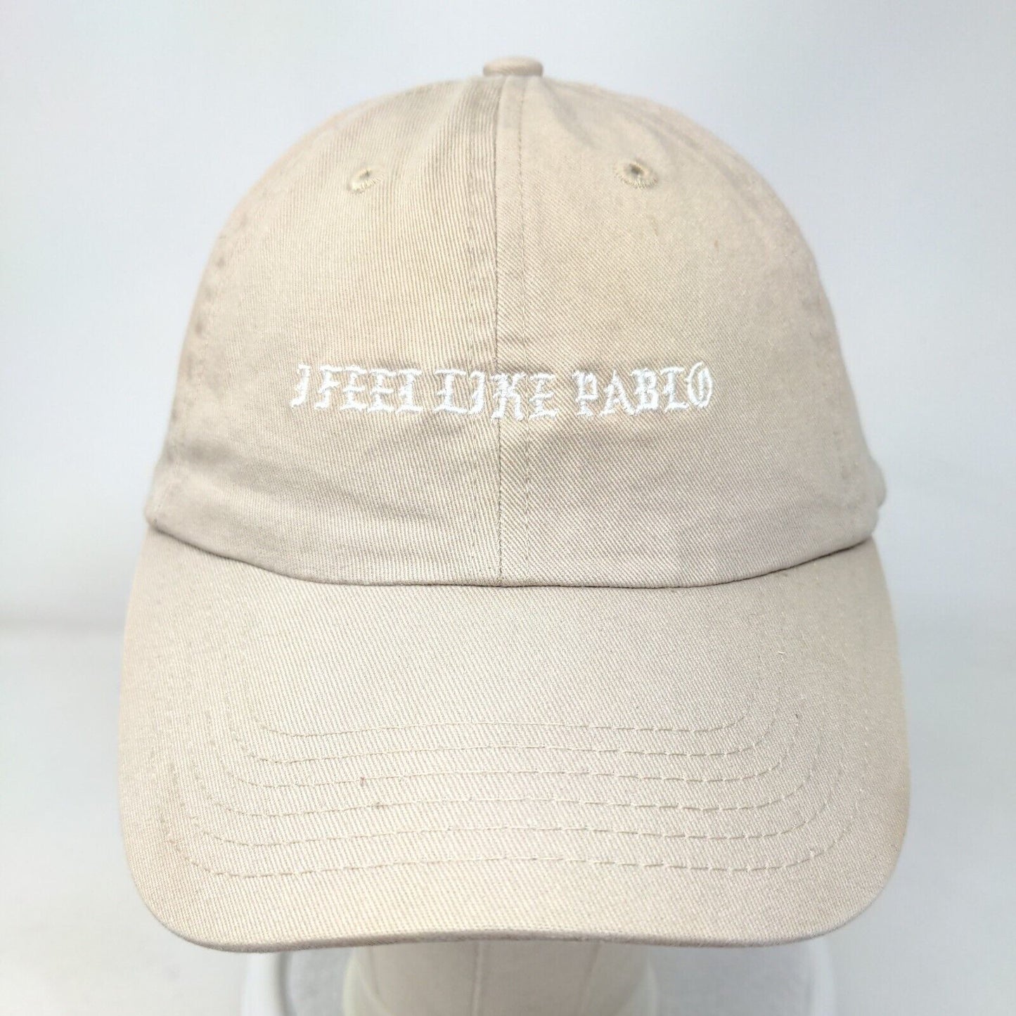 I Feel Like Pablo Slideback Hat Tan One Size Adjustable Embroidered Vented Holes