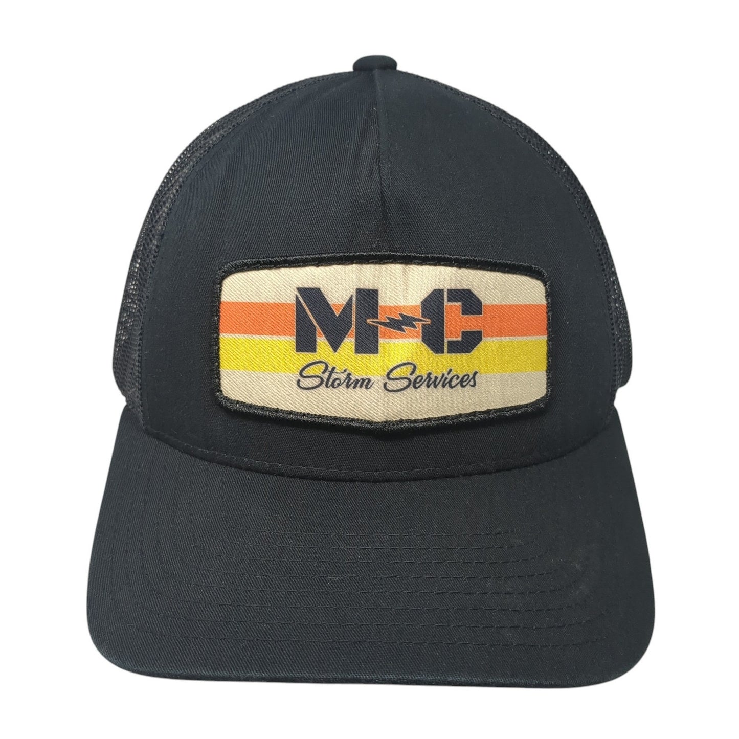 MC Storm Services Trucker Hat Black One Size Adjustable 6 Panel Mesh Back