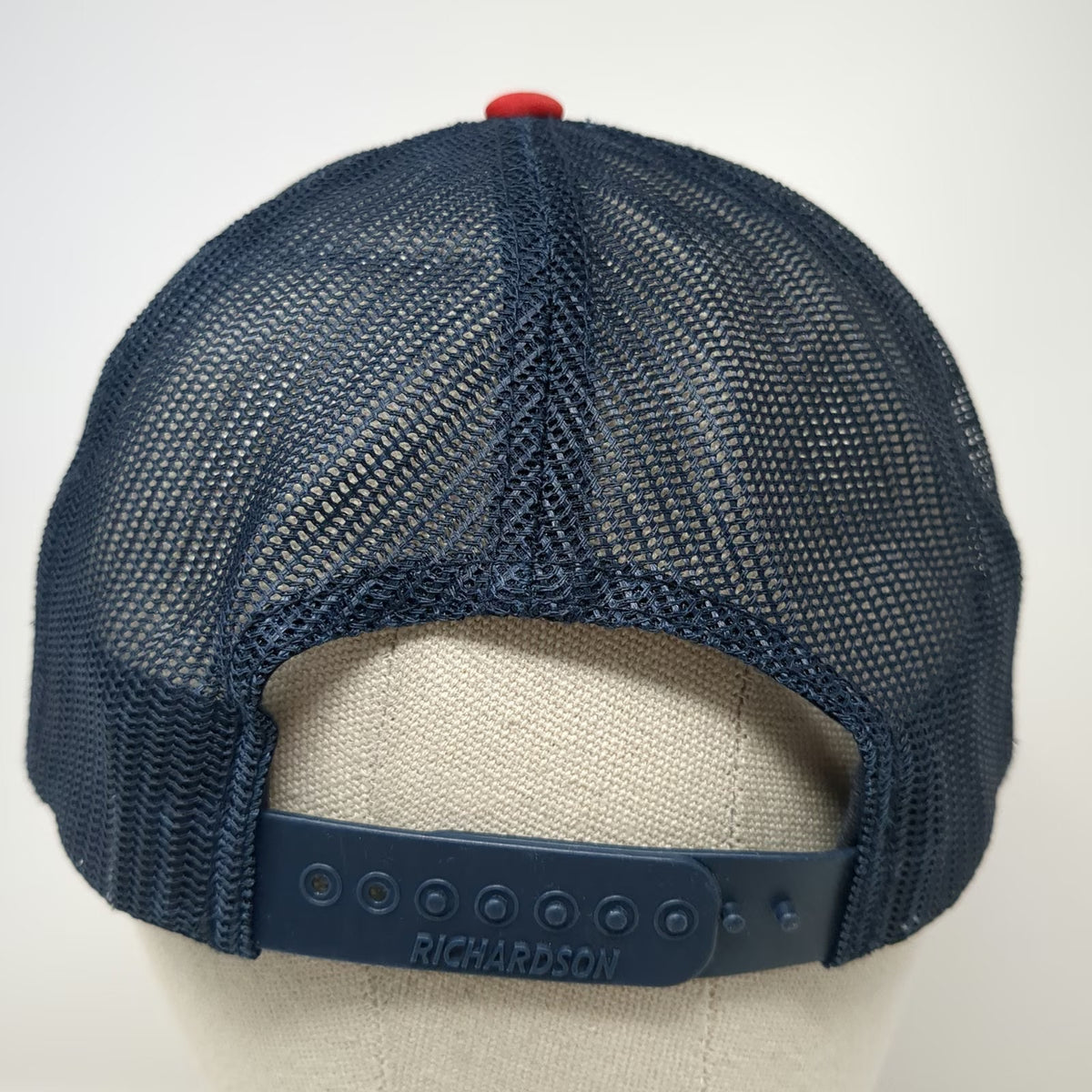 Richardson 113 Trucker Hat White Blue Red One Size Go Fast Don't Die Rope Mesh