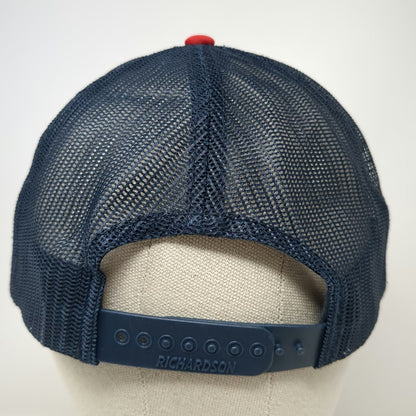 Richardson 113 Trucker Hat White Blue Red One Size Go Fast Don't Die Rope Mesh