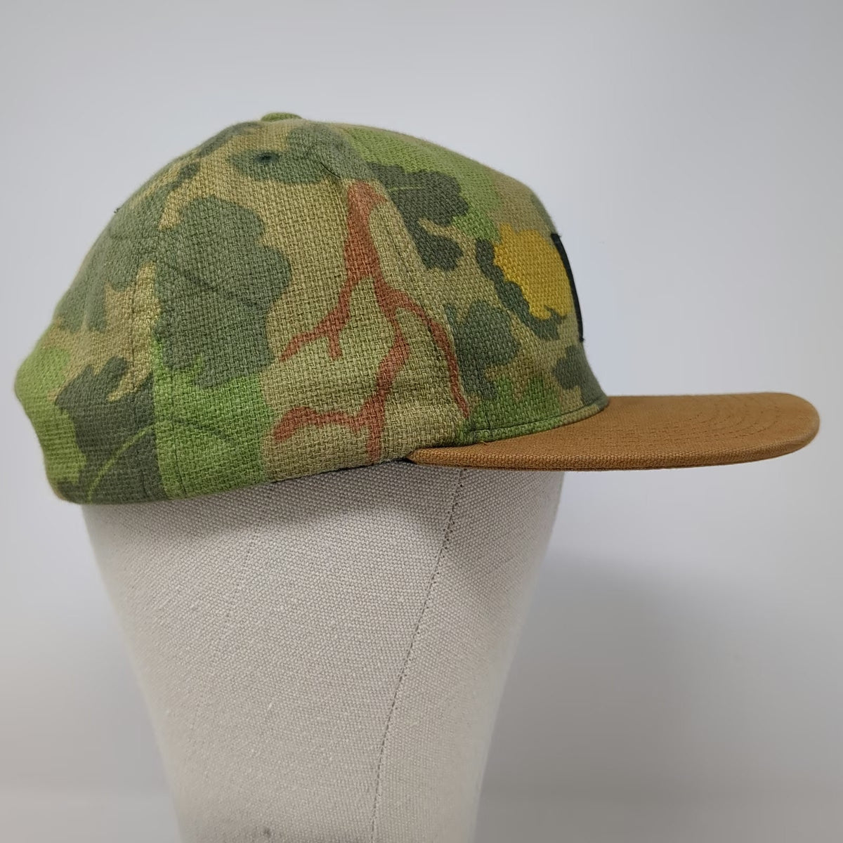 HUF 5 Panel Hat Green Brown Camo One Size Linen Blend Snapback Adjustable Cap