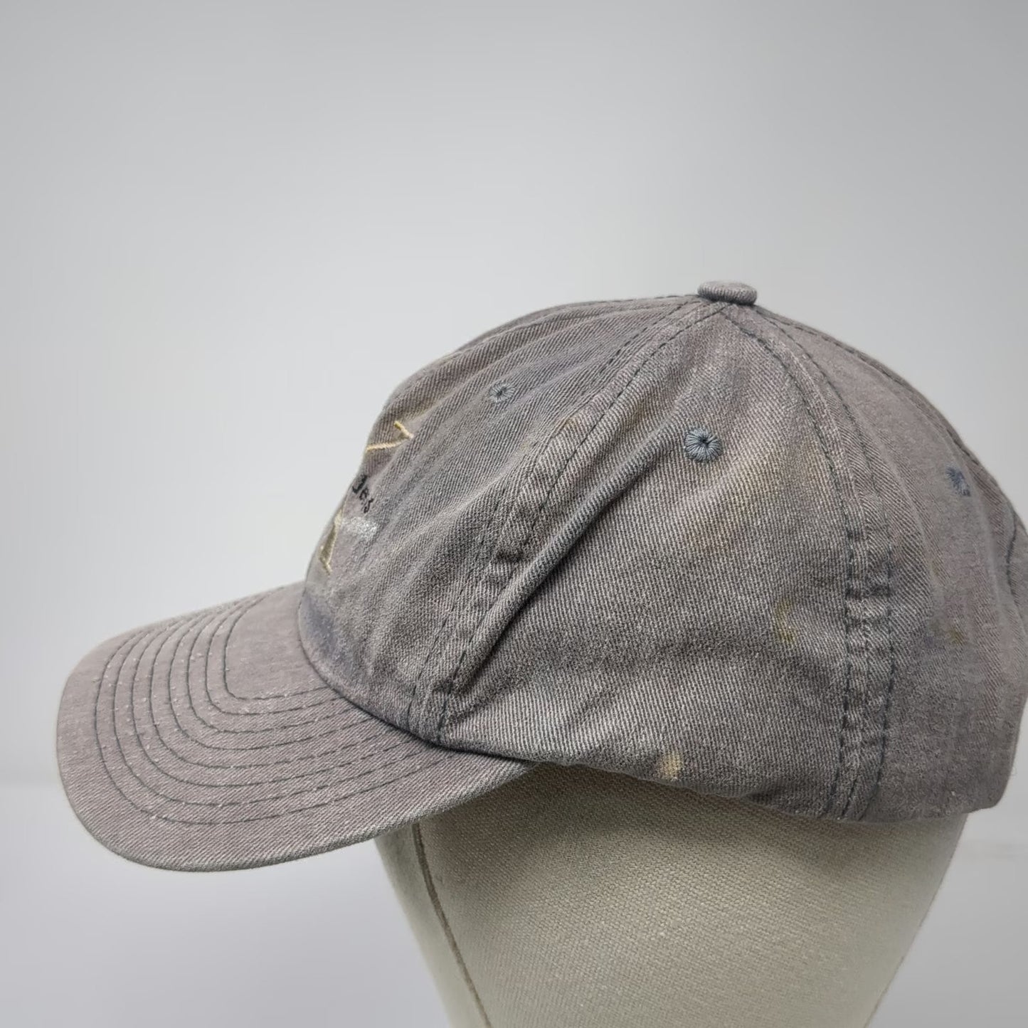 Calvin Klein Snapback Hat Gray One Size cK Logo Embroidered Washed Cotton Denim