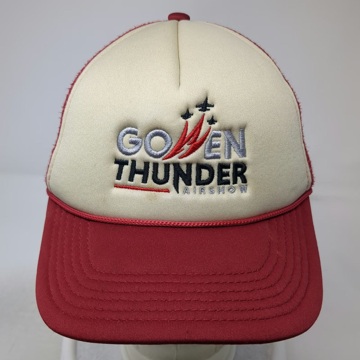 Pacific Headwear Trucker Hat Red OSFM Gowen Thunder Airshow Snapback Mesh Hat