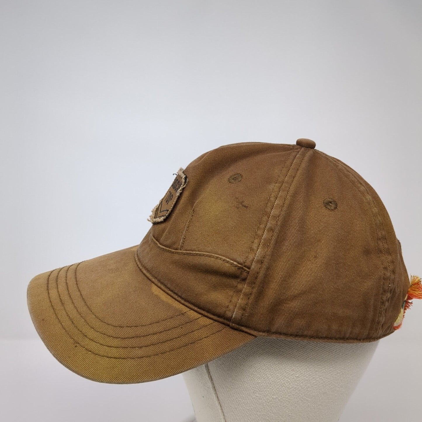 Shock Top Strapback Hat Brown One Size Adjustable Embroidered Distressed Cotton