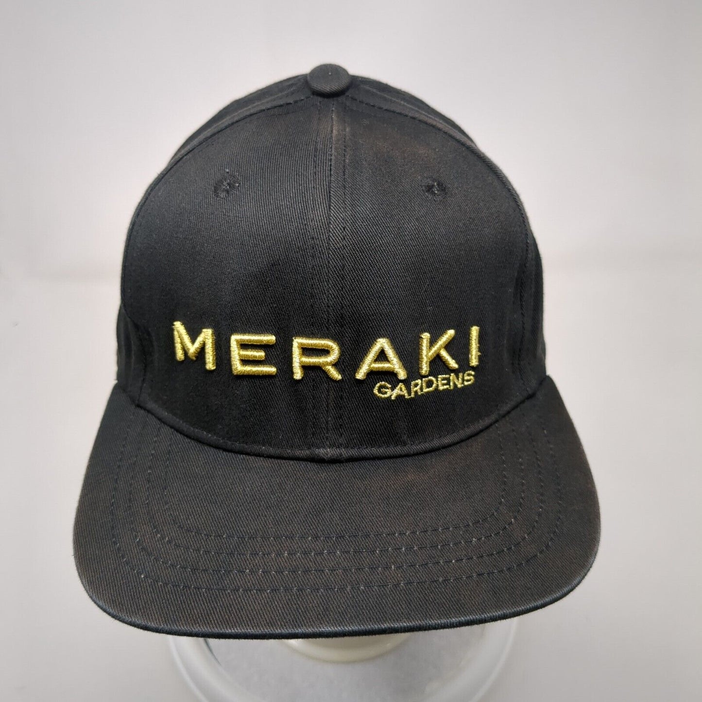 Meraki Gardens Snapback Hat Black OSFA Adjustable Embroidered 6 Panel
