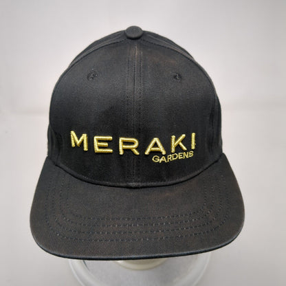 Meraki Gardens Snapback Hat Black OSFA Adjustable Embroidered 6 Panel