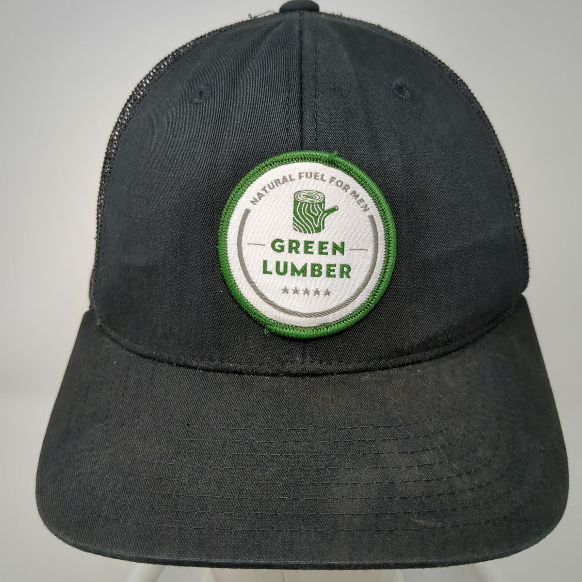 Yupoong Trucker Hat Black One Size Green Lumber Patch Mesh Back Snapback Hat