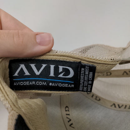 Avid Snapback Trucker Hat Tan OSFM Adjustable Mesh Back 6 Panel Polyester