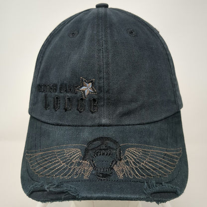 The Duck Company Red Fish Lake Lodge Skull Wing Black Baseball Cap One Size Hat