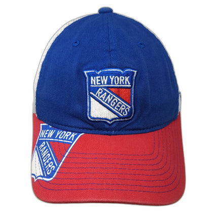 Reebok New York Rangers NHL Blue Red White XL Mesh Back Stretch Fit Shield Hat