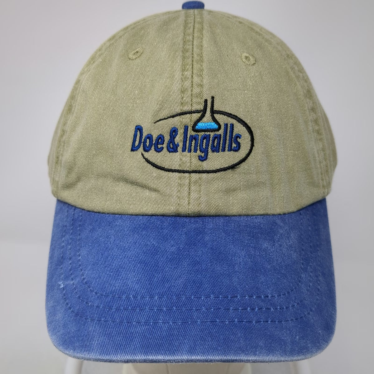 Adams Baseball Cap Green Blue One Size Leather Strapback Embroidered Logo Hat