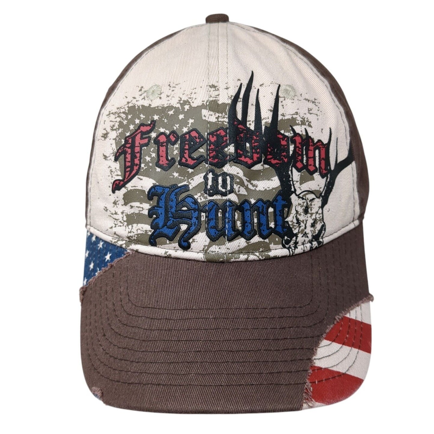 Freedom To Hunt Legendary Strapback Hat Brown OSFM Outdoor Cap 6 Panel