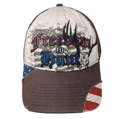 Freedom To Hunt Legendary Strapback Hat Brown OSFM Outdoor Cap 6 Panel