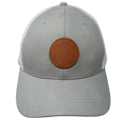GOAT USA Trucker Hat Gray One Size Leather Patch Mesh Back Snapback Goat Logo