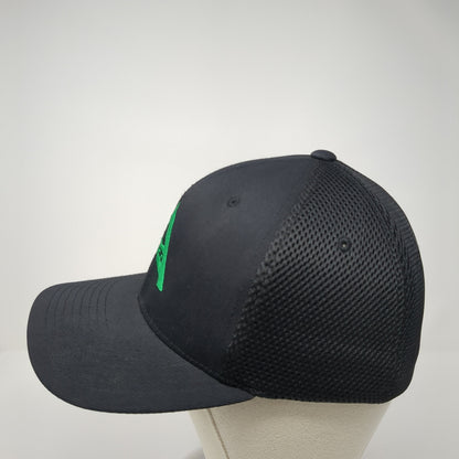 Flexfit Fitted Mesh Back Trucker Hat Size S-M Black Embroidered A Road Logo