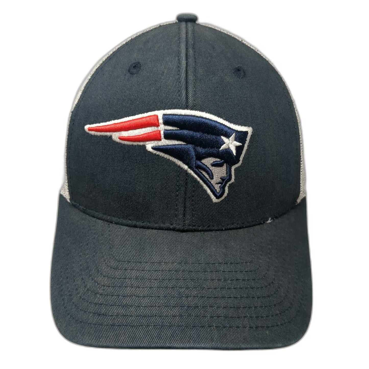 NFL Team Apparel New England Patriots Blue Trucker Hat One Size Snapback Mesh