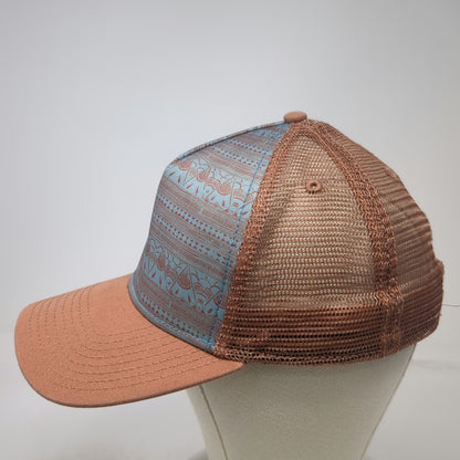 prAna Trucker Hat Brown Blue One Size Geometric Pattern Mesh Back Snapback Cap