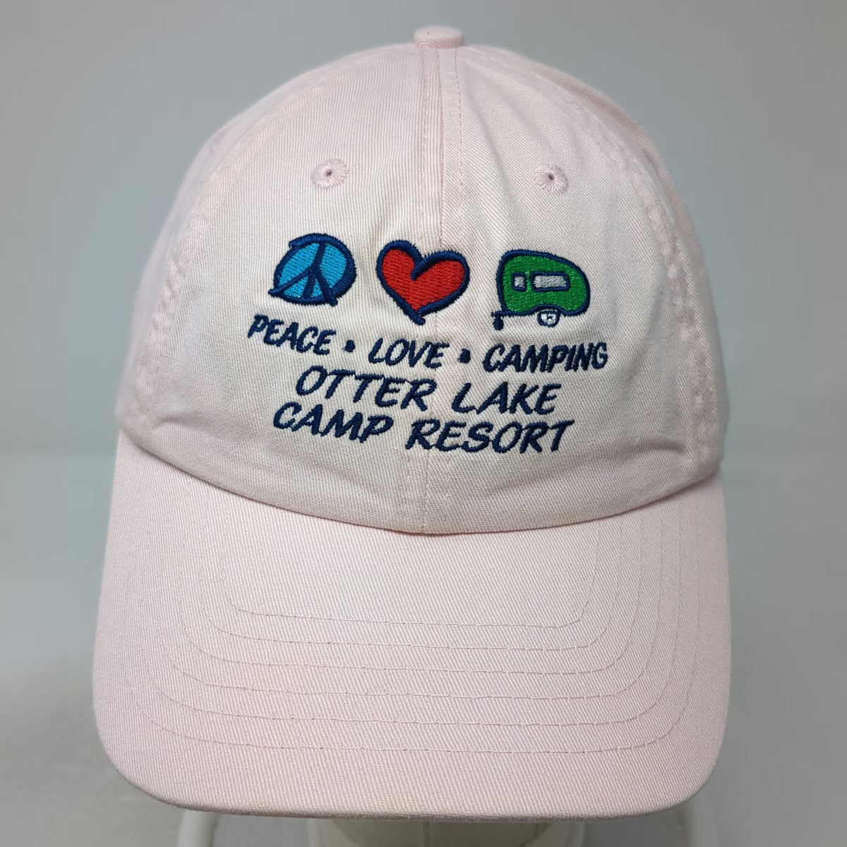 Royal Resortwear Baseball Cap Pink One Size Peace Love Camping Otter Lake Hat