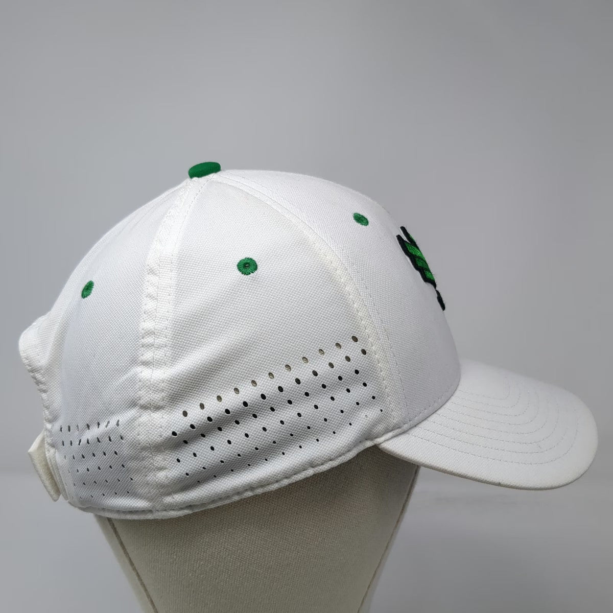 North Texas Mean Green NCAA Nike Cap White One Size Perforated Strapback Dri-Fit