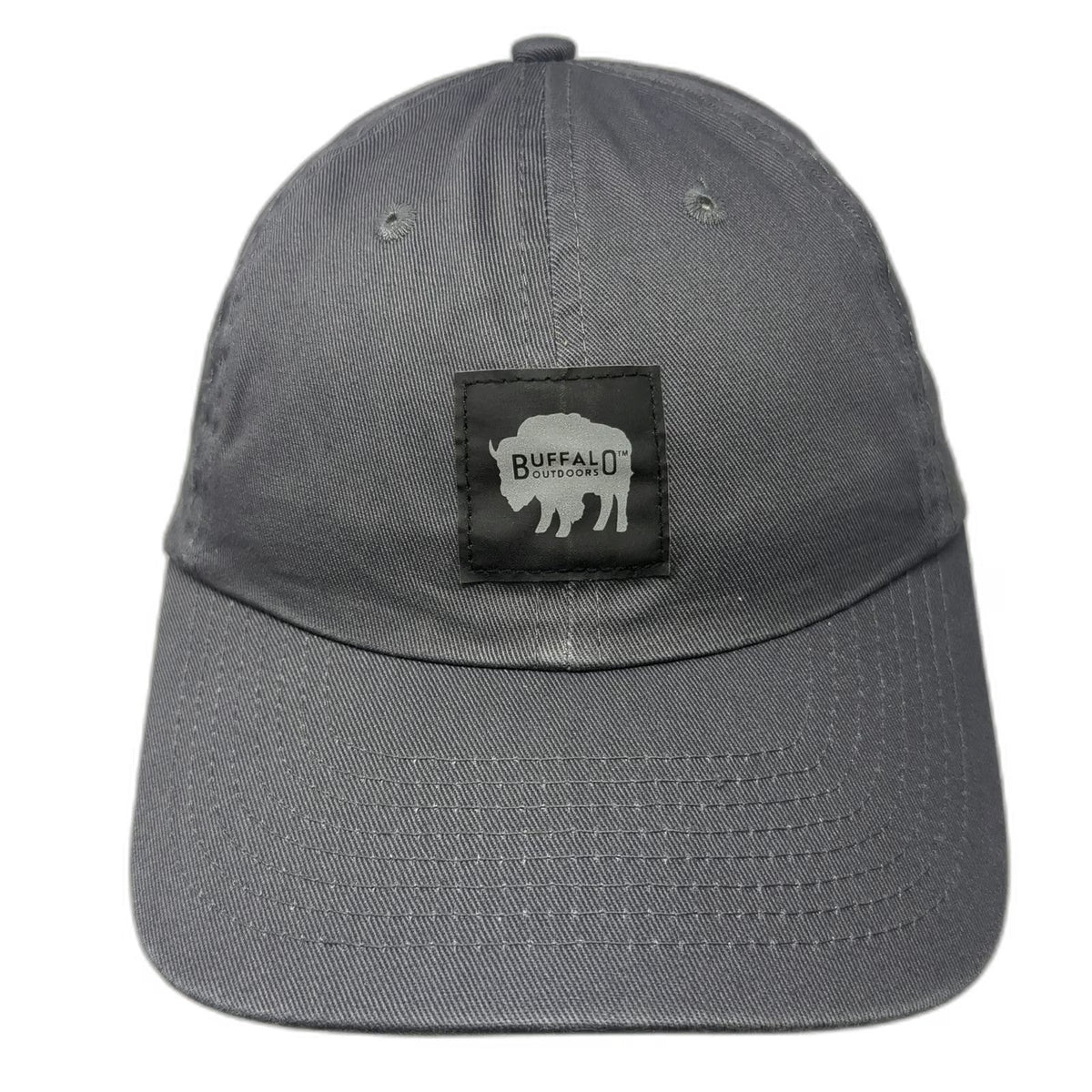 Buffalo Outdoors Baseball Cap Gray One Size Cotton Patch Logo Slideback Hat