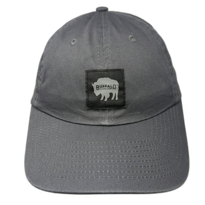 Buffalo Outdoors Baseball Cap Gray One Size Cotton Patch Logo Slideback Hat