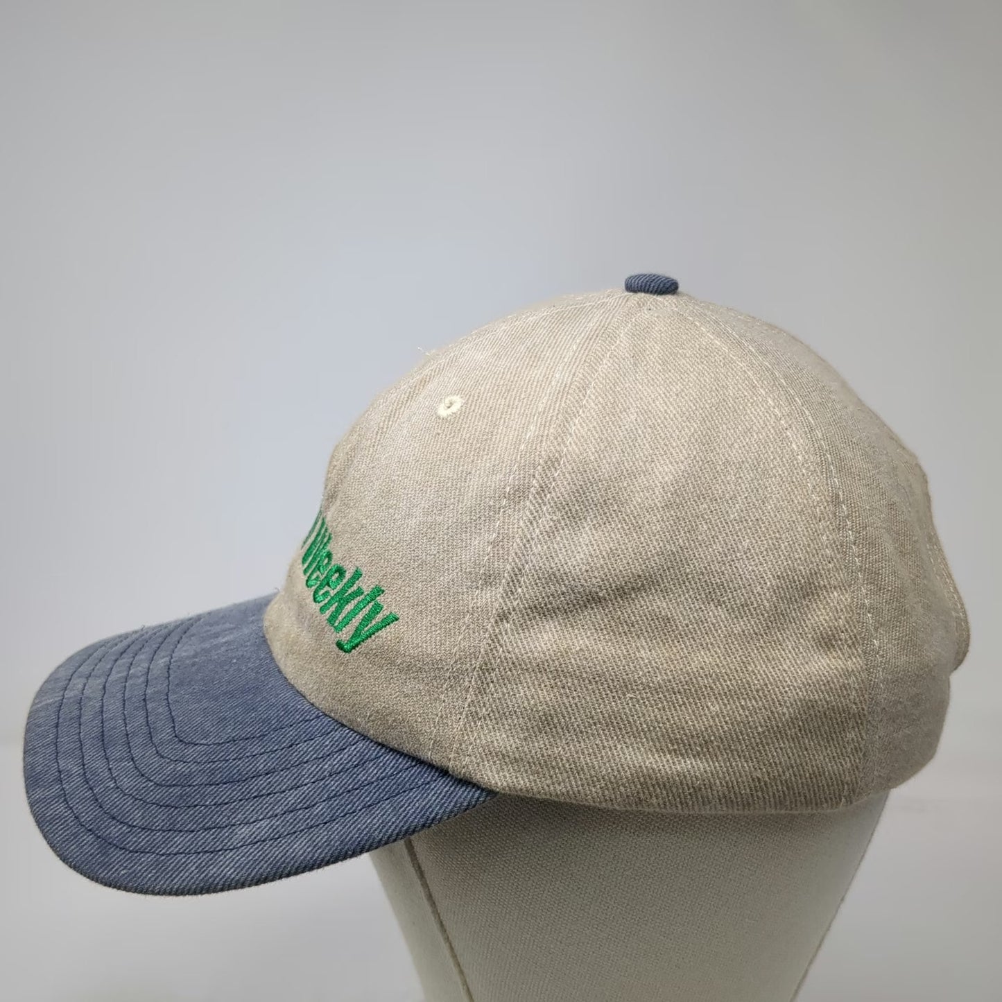 Twins Enterprise NFL Baseball Hat Beige Blue Patriots Football Weekly Vintage