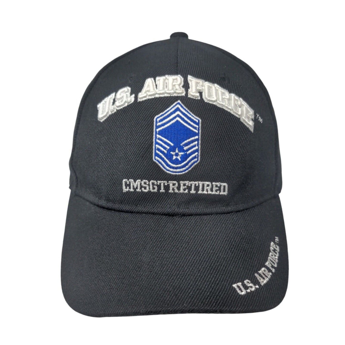 US Air Force CMSGTRETIRED Strapback Hat Black OSFM Adjustable Embroidered KYS