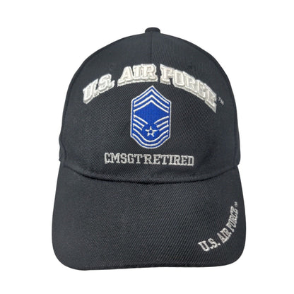 US Air Force CMSGTRETIRED Strapback Hat Black OSFM Adjustable Embroidered KYS