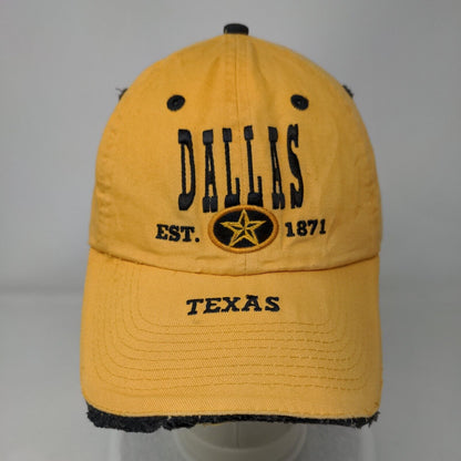 Dallas Texas Slideback Hat Yellow One Size Leather Strap Fahrenheit