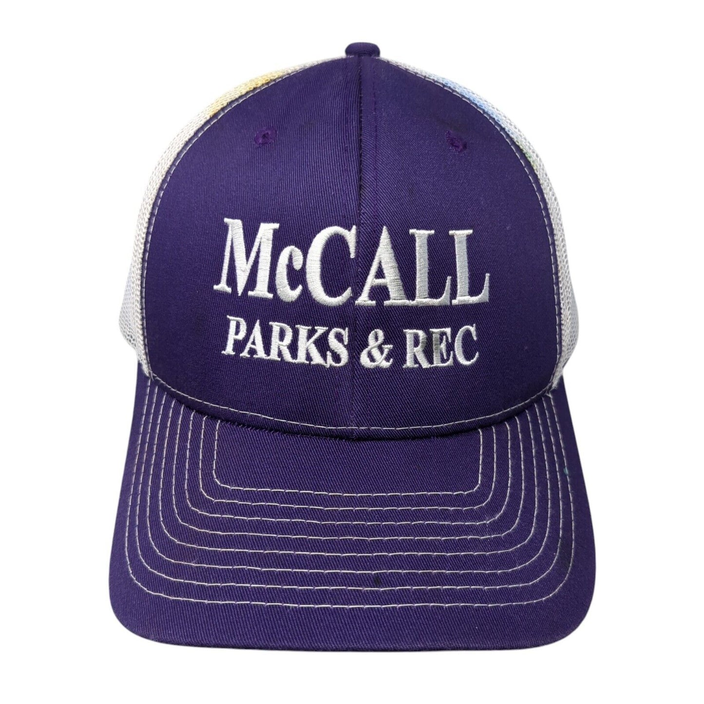 McCall Parks & Rec Snapback Trucker Hat Purple One Size Adjustable Mesh Back