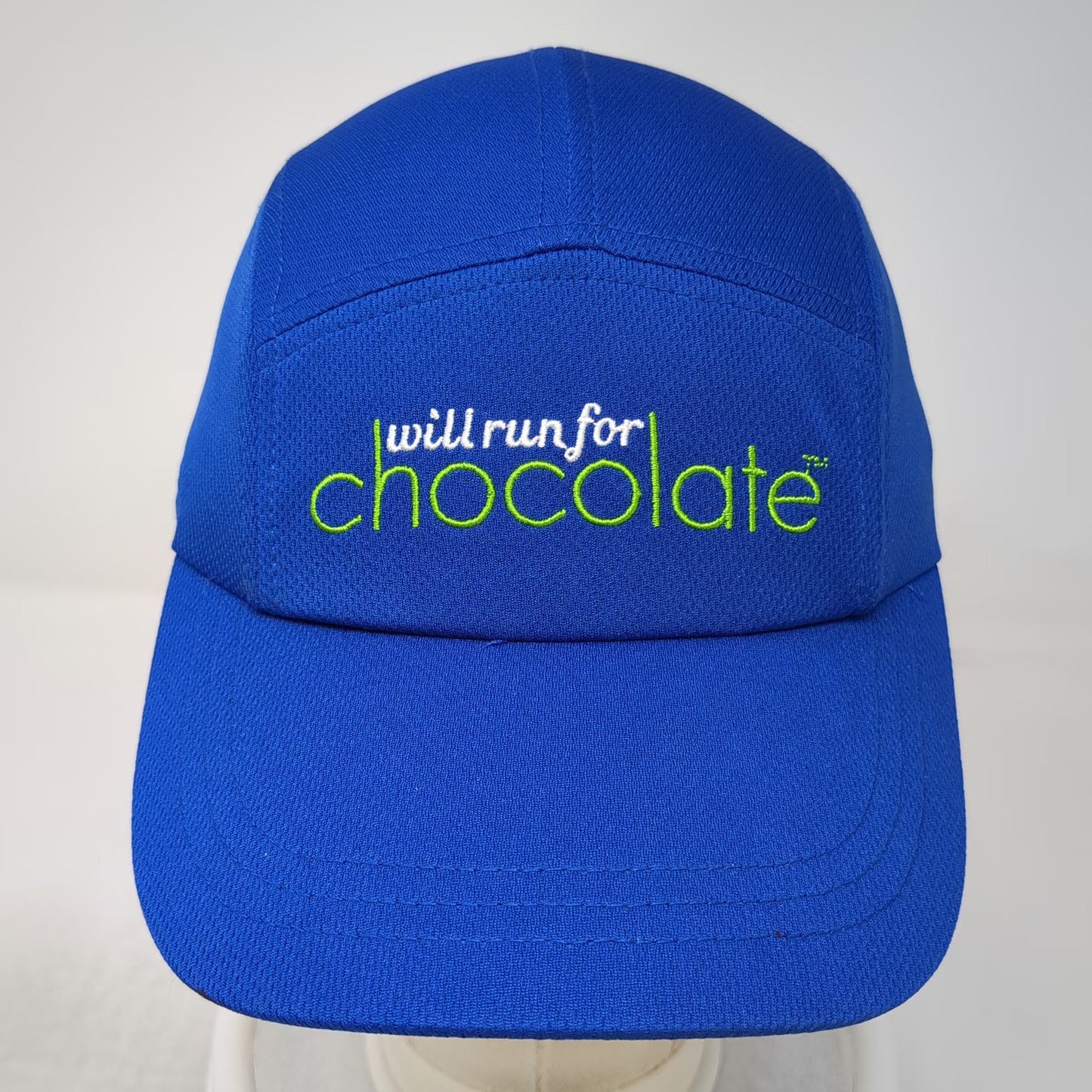 5 Panel Blue One Size Hat Will Run For Chocolate Reflective Running Performance