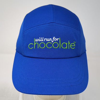 5 Panel Blue One Size Hat Will Run For Chocolate Reflective Running Performance