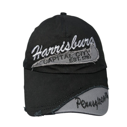 Harrisburg Capital City Est. 1787 Pennsylvania Strapback Hat Black OS Distressed