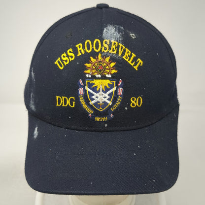 USS Roosevelt DDG 80 Blue Snapback Hat One Size Navy Military Ship SNIPS Crest