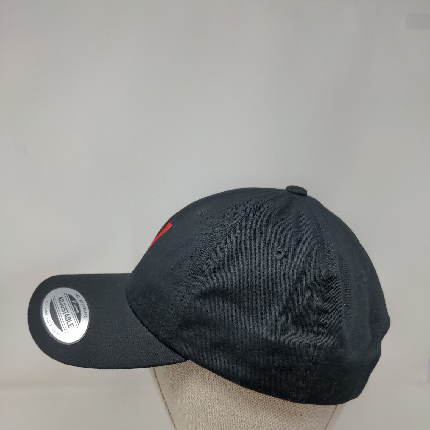 Yupoong Classics Slideback Hat Black Red Checkmark Embroidered Logo