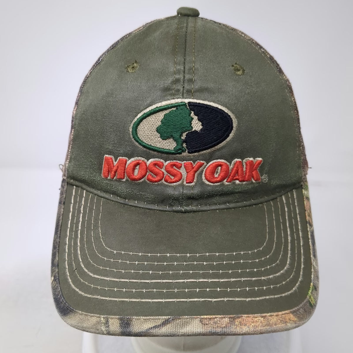 Mossy Oak Baseball Cap Green Camo OSFM Mesh Back Strapback Hunting Outdoor Hat