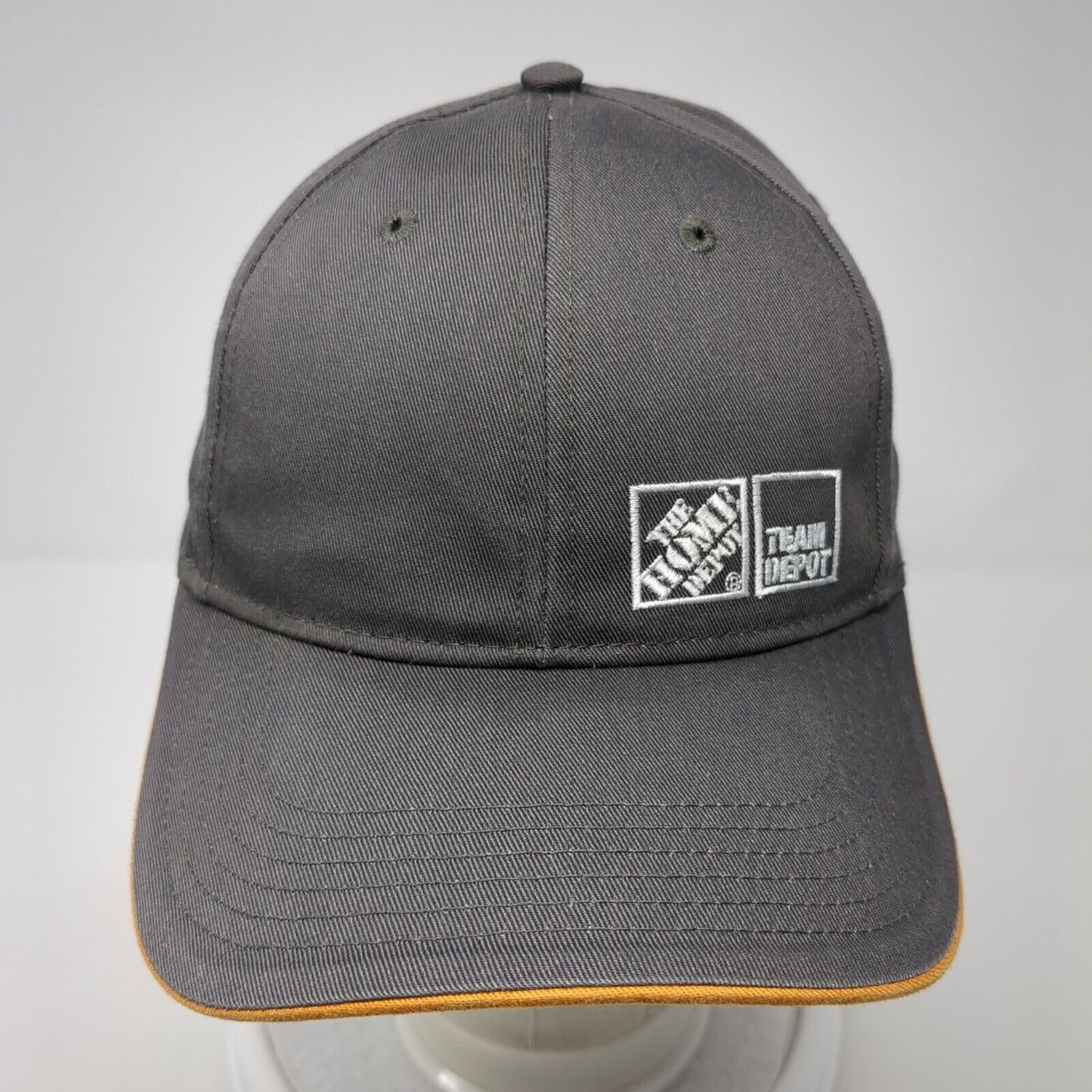 The Home Depot Strapback Hat Gray One Size Adjustable Embroidered