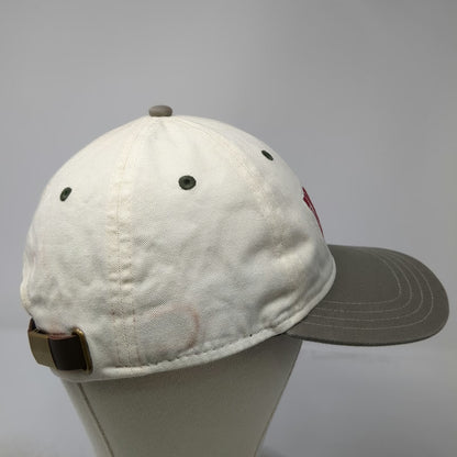 The Shack Board Shop Baseball Cap White One Size Leather Strap Hat Gray Brim