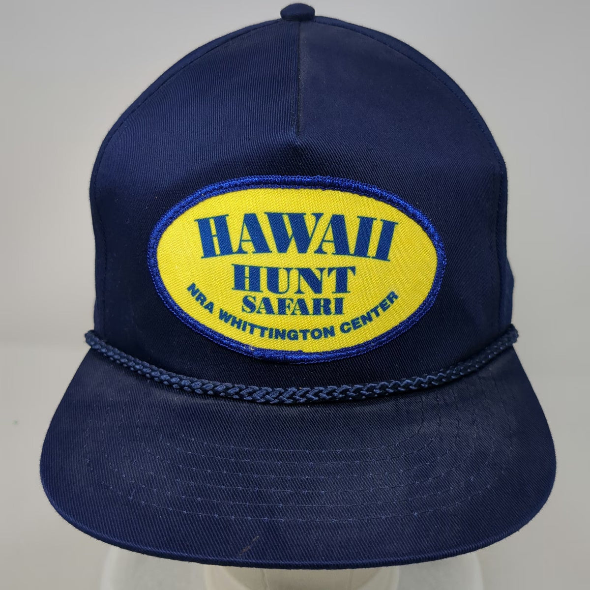 Blue 5 Panel Hat One Size Hawaii Hunt Safari NRA Whittington Center Braided Rope